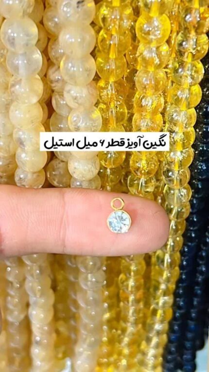 نگین آویز قطر 6 میل استیل طلایی