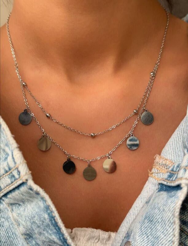 خرید بدلیجات (گردنبند دو رج استیل)