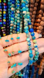 زنجیرگردنبند سنگ فیروزه متری(بدلیجات قم