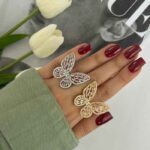 انگشتر زنانه پروانه فول نگین بدلیجات قم اقای خرازی
