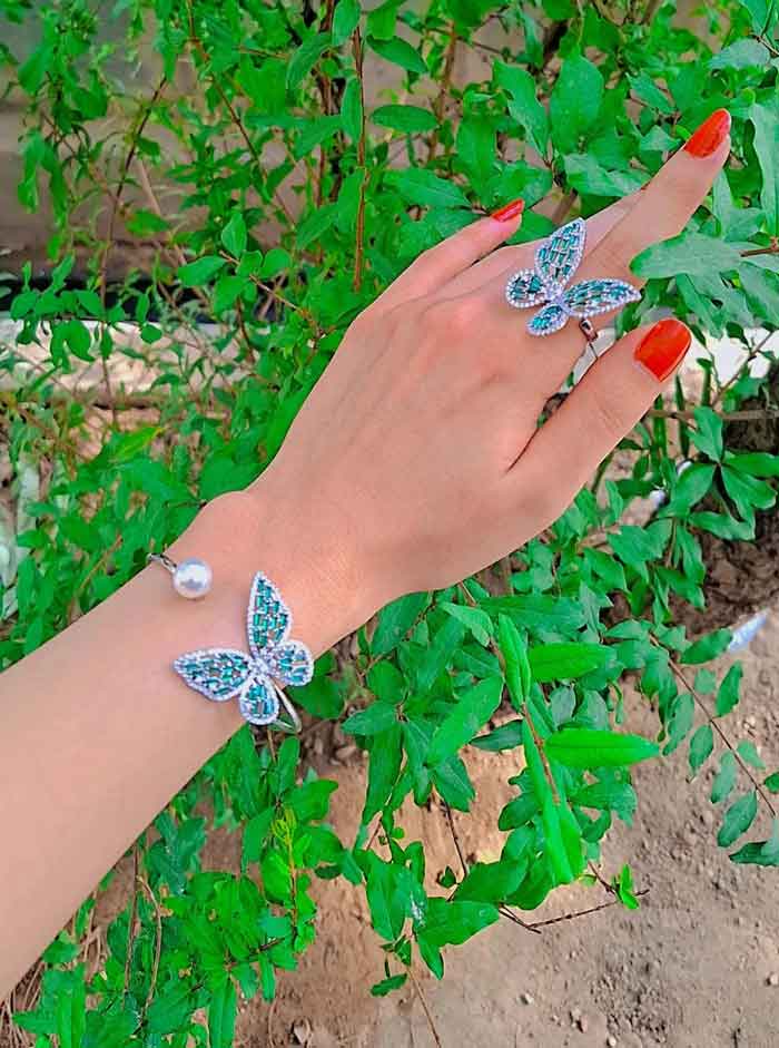 جدیدترین مدل دستبند و انگشتر پروانه فری سایز جدیدترین مدل دستبند و انگشتر پروانه فری سایز بدلیجات محمدی اقای خرازی قم