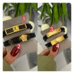 دستبندچرم مردانه _ دستبند مردانه پلاک استیل اقای خرازی قم