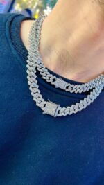 گردنبند فول نگین مردانه و زنانه قفل کوبایی