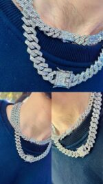 گردنبند فول نگین مردانه و زنانه قفل کوبایی