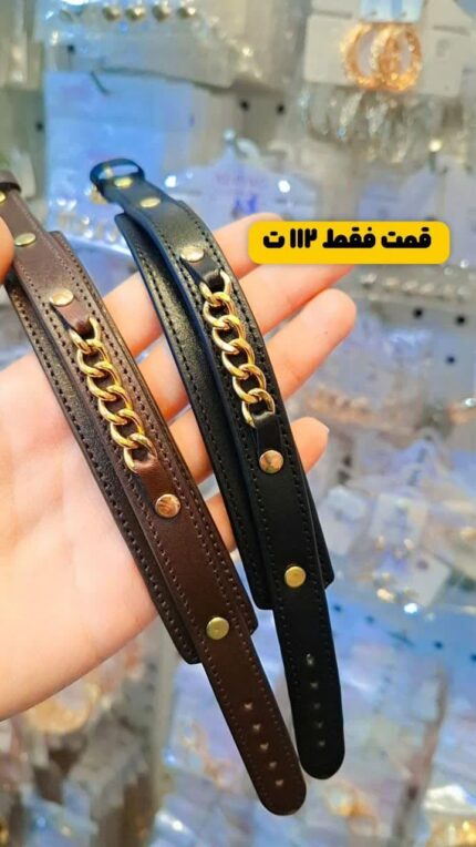 دستبند چرم طبیعی با کارتیر قم