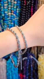 دستبند طنابی استیل نقره ای قم