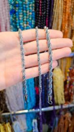 دستبند طنابی استیل نقره ای قم