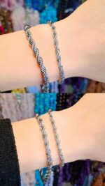 دستبند طنابی استیل نقره ای قم